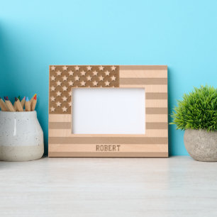 Patriotic Red White Blue Stars And Stripes Flag Engraved Frames