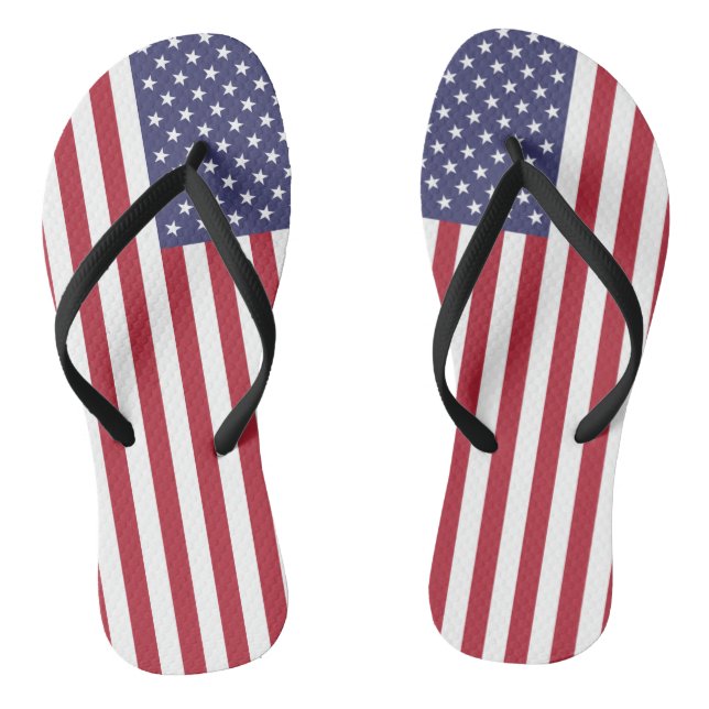 Patriotic Red White Blue Stars And Stripes Flag Flip Flops (Footbed)