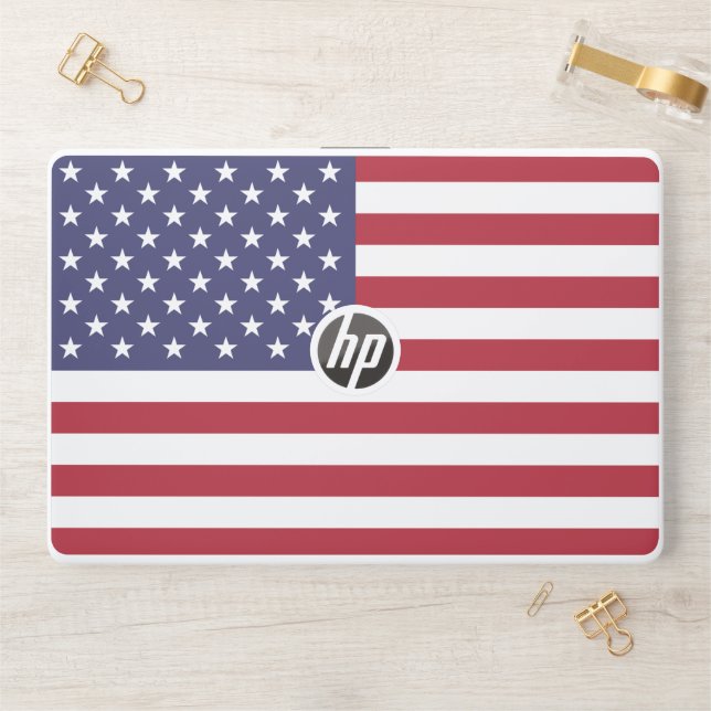 Patriotic Red White Blue Stars And Stripes Flag HP Laptop Skin (Desk)