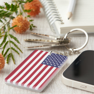 Patriotic Red White Blue Stars And Stripes Flag Keychain