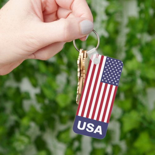 Patriotic Red White Blue Stars And Stripes Flag Keychain