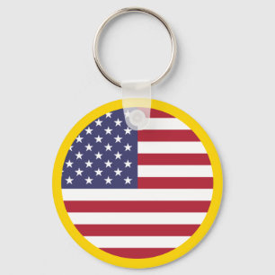 Patriotic Red White Blue Stars And Stripes Flag Keychain