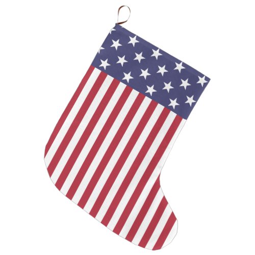 Patriotic Red White Blue Stars And Stripes Flag Large Christmas Stocking