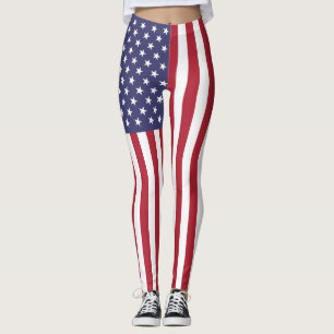Patriotic Red White Blue Stars And Stripes Flag Leggings
