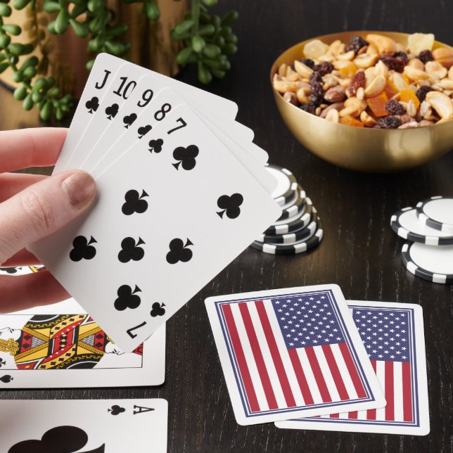 Patriotic Red White Blue Stars And Stripes Flag Poker Cards (In Situ)