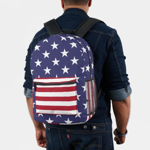 Patriotic Red White Blue Stars And Stripes Flag Printed Backpack