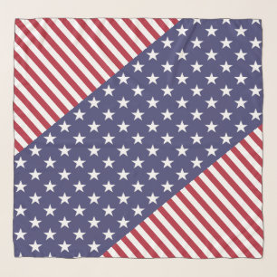 Patriotic Red White Blue Stars And Stripes Flag Scarf