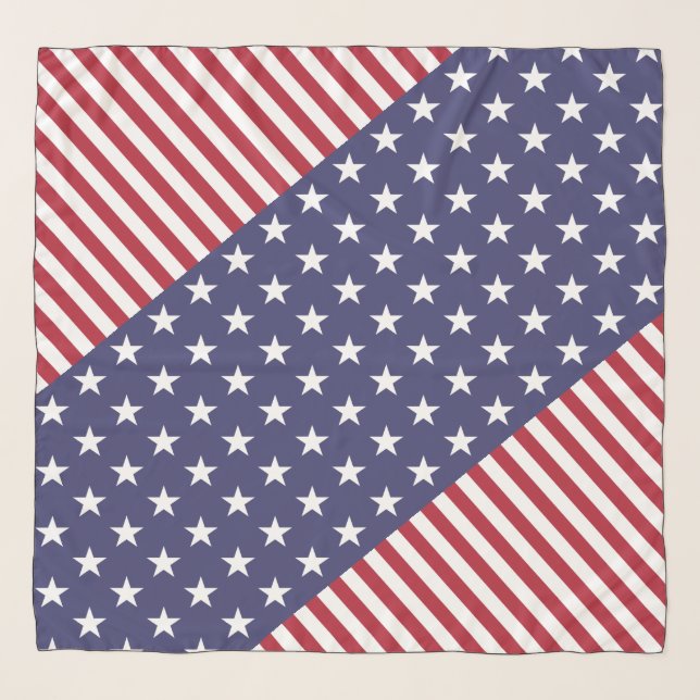 Patriotic Red White Blue Stars And Stripes Flag Scarf (Front)