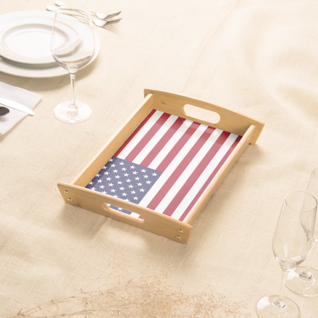 Patriotic Red White Blue Stars And Stripes Flag Serving Tray (Front)
