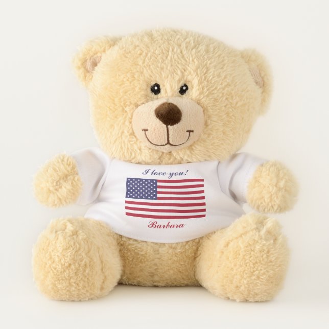 Patriotic Red White Blue Stars And Stripes Flag Teddy Bear (Front)