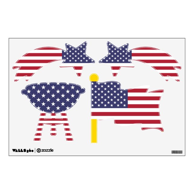 Patriotic Red White Blue Stars And Stripes Flag Wall Decal (Front)
