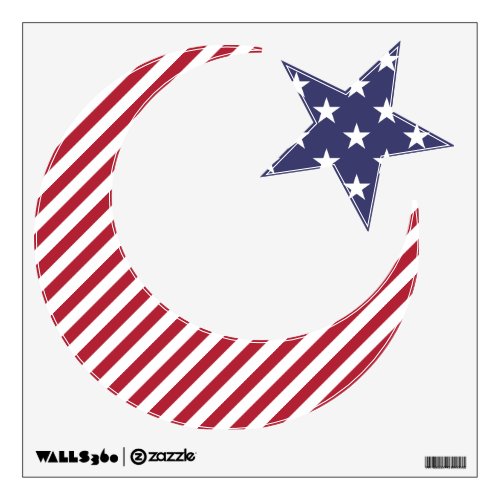 Patriotic Red White Blue Stars And Stripes Flag Wall Decal