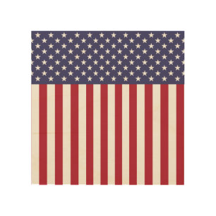 Patriotic Red White Blue Stars And Stripes Flag Wood Wall Art