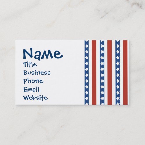 Patriotic Red White Blue Stars and Stripes Freedom Business Card