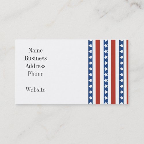 Patriotic Red White Blue Stars and Stripes Freedom Business Card