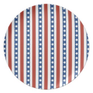 Patriotic Red White Blue Stars and Stripes Freedom Dinner Plates