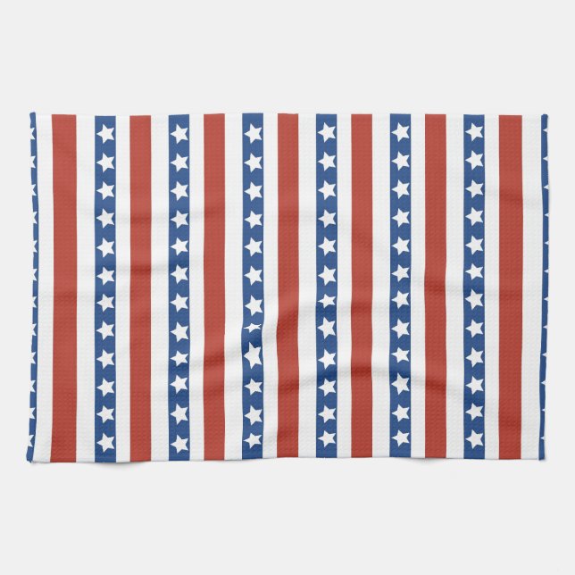 Patriotic Red White Blue Stars and Stripes Freedom Towel (Horizontal)