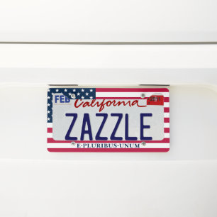 Patriotic Red White Blue Stars And Stripes Motto License Plate Frame