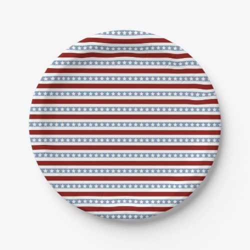 Patriotic Red White Blue Stars and Stripes  Paper Plates