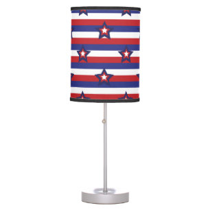 PATRIOTIC RED WHITE BLUE STARS AND STRIPES TABLE LAMP