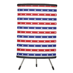 PATRIOTIC RED WHITE BLUE STARS AND STRIPES TRIPOD LAMP