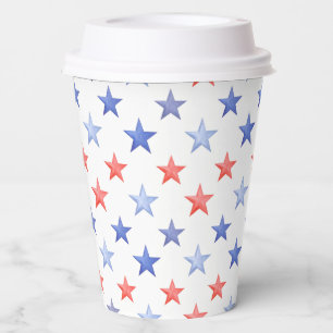 Patriotic Red White & Blue Stars Bridal Shower Paper Cups