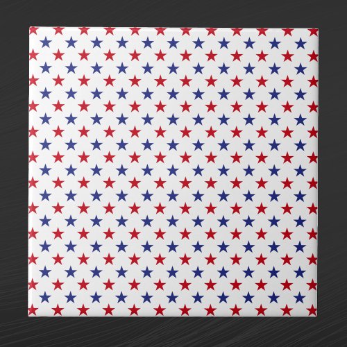 Patriotic Red White Blue Stars Ceramic Tile