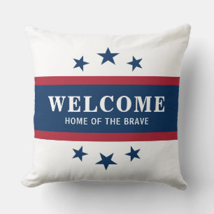 Patriotic Red White Blue Stars Customizable Throw Pillow