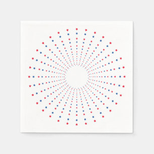 Patriotic red white blue stars fireworks festive napkins