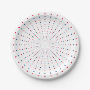 Patriotic red white blue stars fireworks festive paper plates