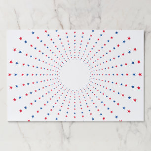 Patriotic red white blue stars fireworks placemats