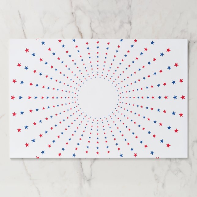 Patriotic red white blue stars fireworks placemats (Front)