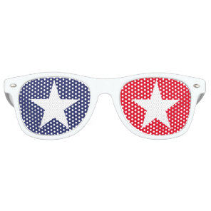 Patriotic red white blue stars Fourth of July  Retro Sunglasses