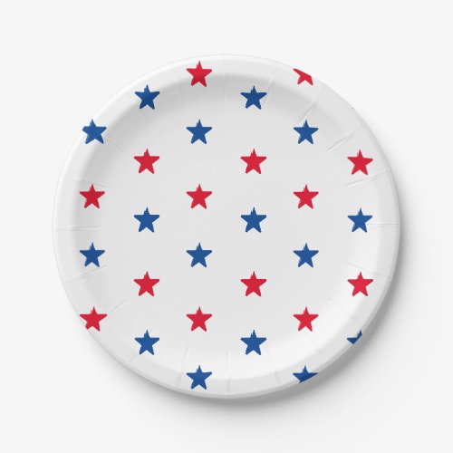 Patriotic red white blue stars fun holiday party paper plates
