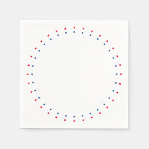 Patriotic red white blue stars holiday party napkins