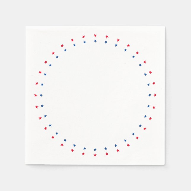Patriotic red white blue stars holiday party napkins (Front)