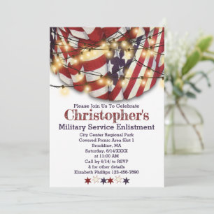 Patriotic Red White Blue Stars Military Enlistment Invitation