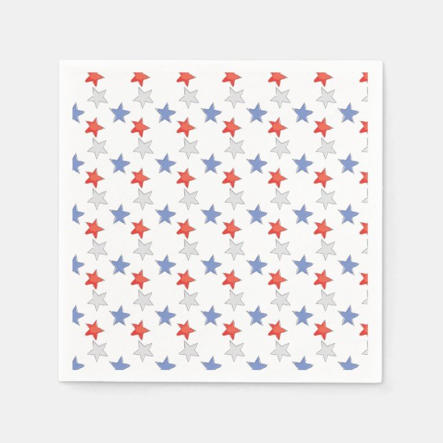 Patriotic Red White Blue Stars Napkins (Front)