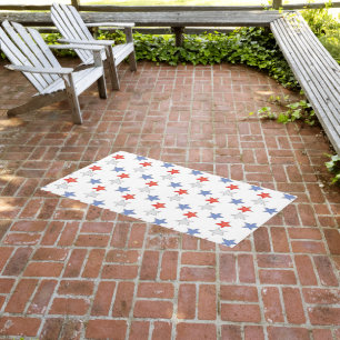 Patriotic Red White Blue Stars Outdoor Rug