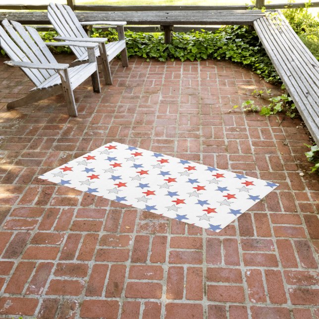 Patriotic Red White Blue Stars Outdoor Rug (Insitu (Outdoor 3))