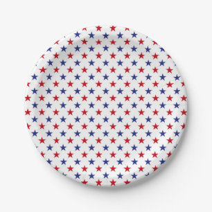 Patriotic Red White Blue Stars Paper Plates