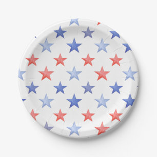 Patriotic Red White & Blue Stars Paper Plates