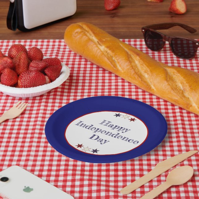 Patriotic Red White Blue Stars Paper Plates (Picnic)