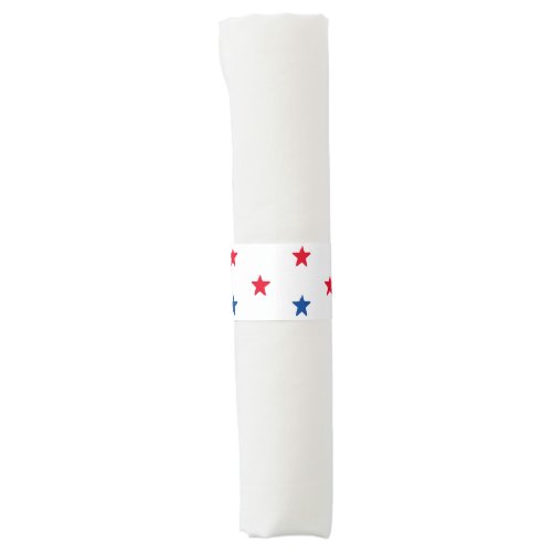 Patriotic red white blue stars pattern 4th of July Napkin Bands