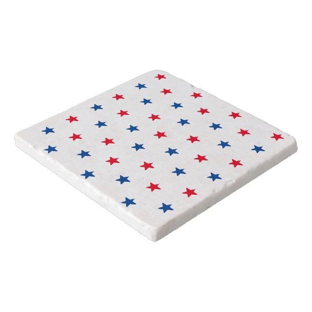 Patriotic red white blue stars pattern 4th of July Trivet (Corner)