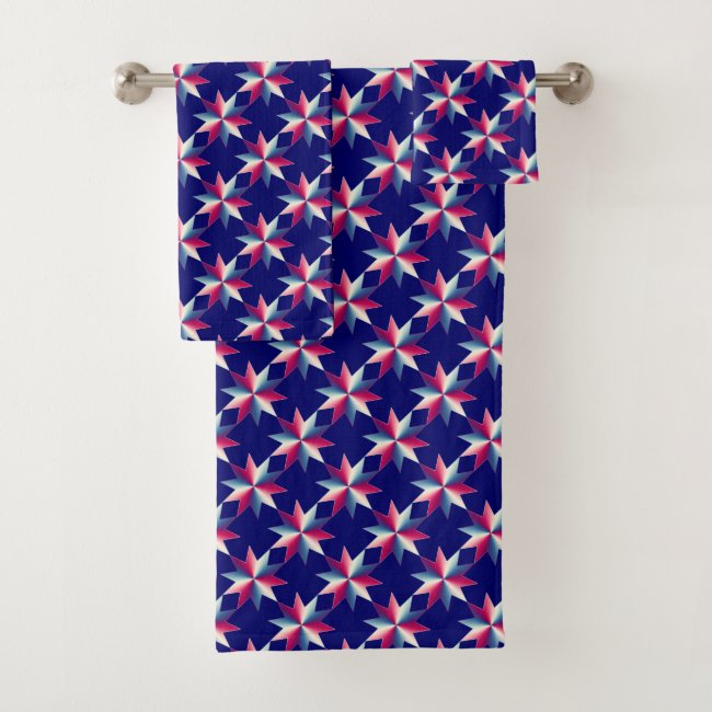 Patriotic Red White Blue Stars Pattern Bath Towels