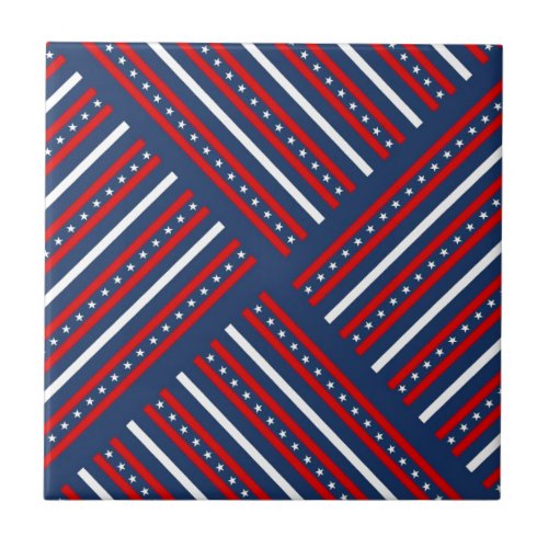 patriotic red white blue stars pattern ceramic tile