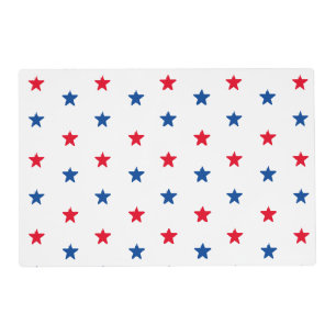 Patriotic red white blue stars pattern cute fun placemat