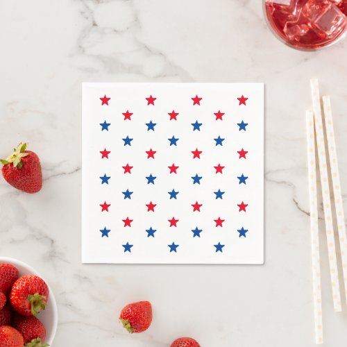 Patriotic red white blue stars pattern holiday  napkins