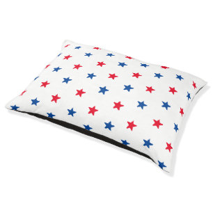 Patriotic red white blue stars pattern modern cute pet bed